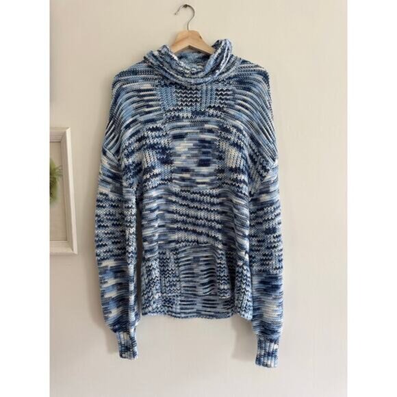 STAUD Benny Dusk Blue Striped Turtleneck Sweater Size Small - Picture 5 of 9